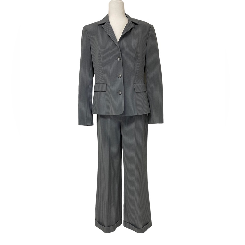 Merona Target Business Suit - Jacket (M) Cuff Trouser (6) Gray Pinstripe Lined